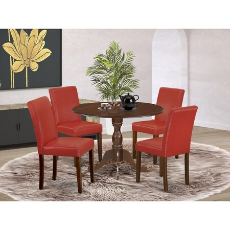 East West Furniture 5 Piece Dublin Dining Table Set - Mahogany DMAB5-MAH-72